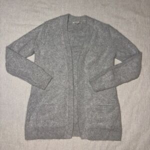 GAP Wool Knit Heathered Light Grey Open Cardigan Sweater‎ Small 70% Angora